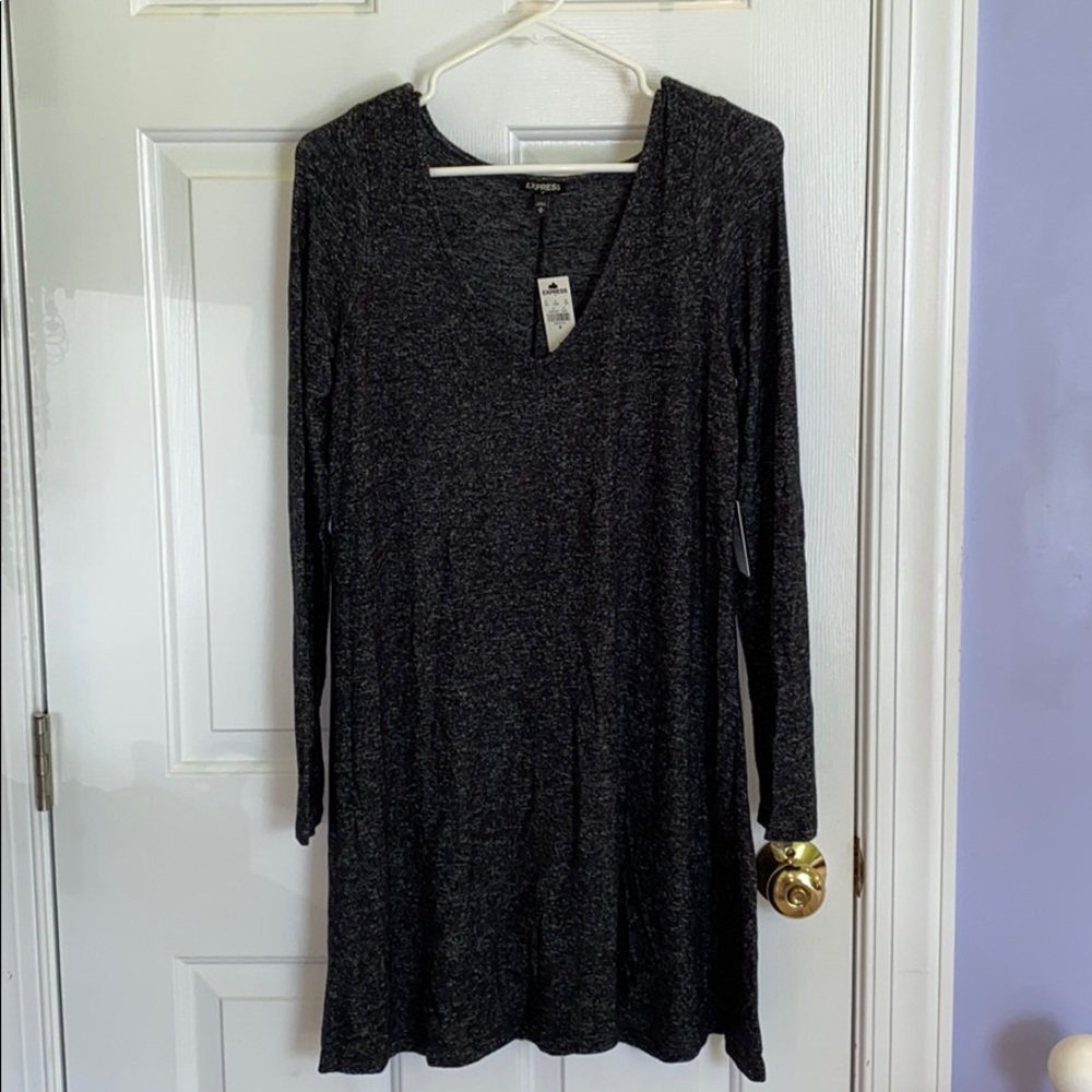 Express Grey Longsleeve Cotton Dress